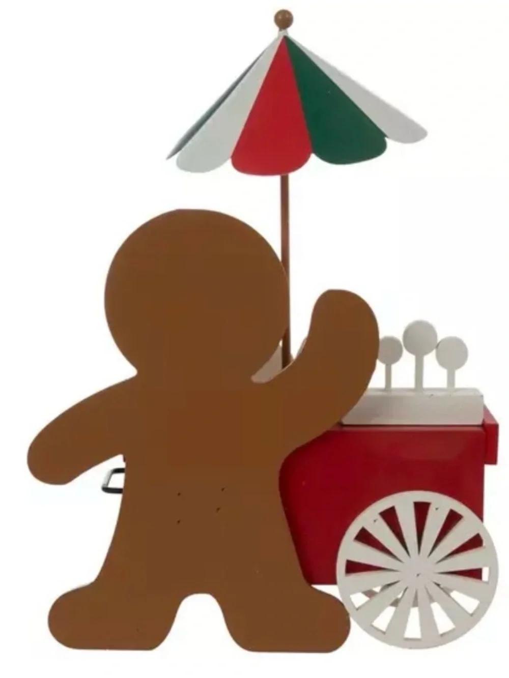 Festive Gingerbread Candy Cart Holiday Table Decor - Red/Green/White